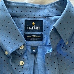 Stafford Light Blue Polka Dot Button Down Shirt